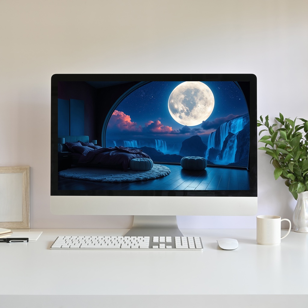 【アニメ背景】月夜の幻想的な寝室 | Moon Bedroom Animated Background: Magical Fantasy Stream Overlay (HD)