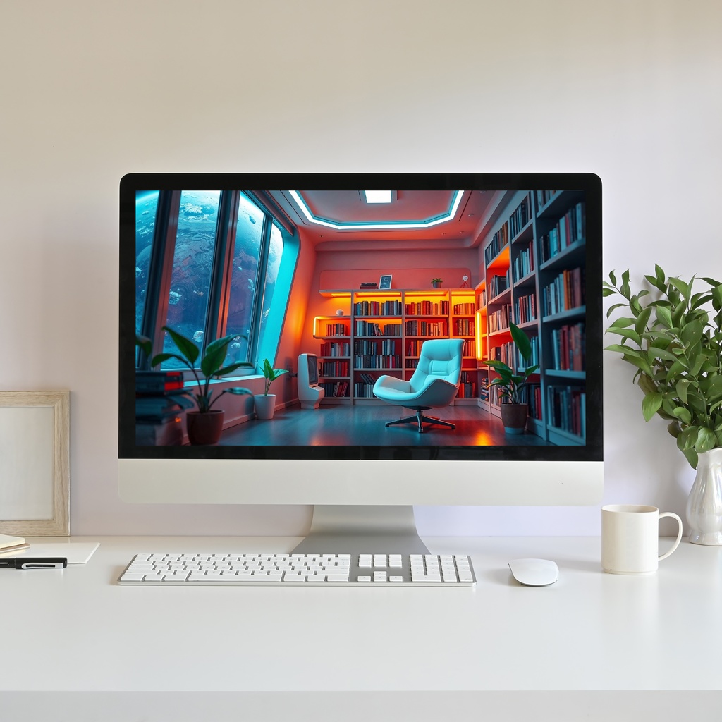 【アニメ背景】宇宙ステーションの図書館 - 銀河を望む近未来の部屋 | Space Station Library - Animated Background | Futuristic Galactic Study | Cosmic Lo-fi Looped Vtuber Youtube Twitch Stream Overlay