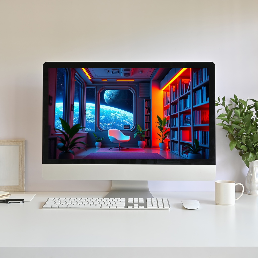 【アニメ背景】宇宙ステーションの図書館 02 - 惑星を望む読書空間 | Animated Background | Space Station Library 02 | Planet View Sci-Fi Reading Nook | Cosmic Lo-fi Looped Vtuber Youtube Twitch Stream Overlay