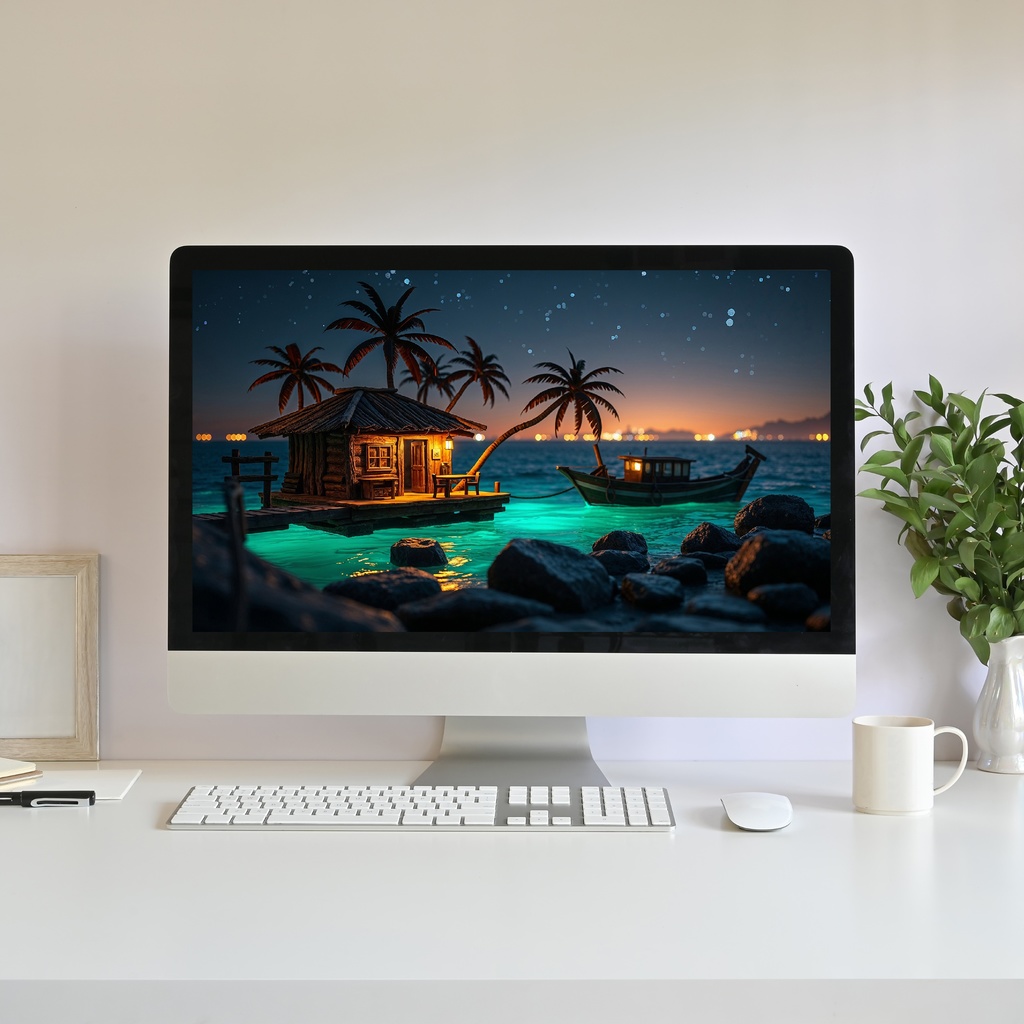 【アニメ背景】南国の夜の海岸 - 魔法のように輝くネオンブルーの波 | Animated Background - Tropical Shore Night | Magical Neon Blue Waves Ocean | Youtube Twitch Vtuber Stream Overlay