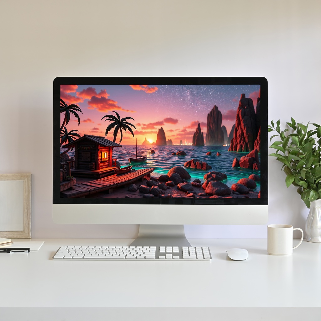 【アニメ背景】南国の夕暮れビーチ - 黄金の海と星空の始まり | Animated Background - Tropical Sunset Beach | Afternoon Seascape | Twitch, Youtube, Vtuber Stream