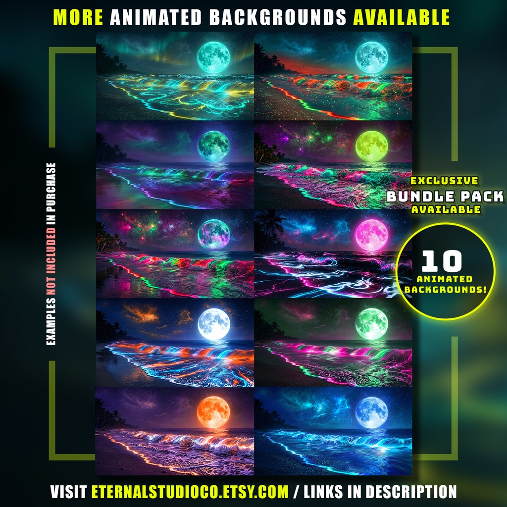 【アニメ背景 4種セット】南国の夕暮れの漁村 - 黄金に輝く海とビーチコテージ | Animated Background Bundle - Tropical Fishing Village Sunset Afternoon, Ocean Beach Live Wallpaper Overlay Loop | Twitch Youtube Vtuber