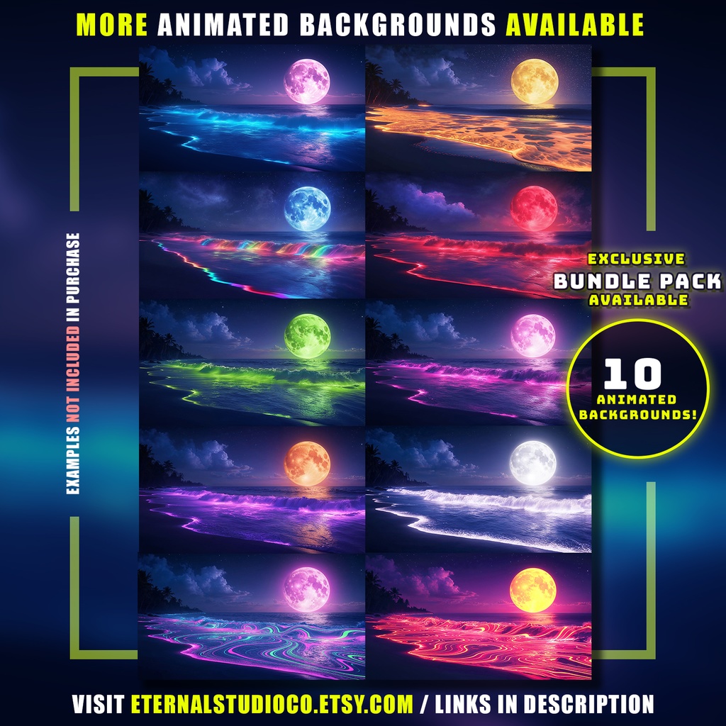 【アニメ背景 4種セット】南国の夕暮れの漁村 - 黄金に輝く海とビーチコテージ | Animated Background Bundle - Tropical Fishing Village Sunset Afternoon, Ocean Beach Live Wallpaper Overlay Loop | Twitch Youtube Vtuber