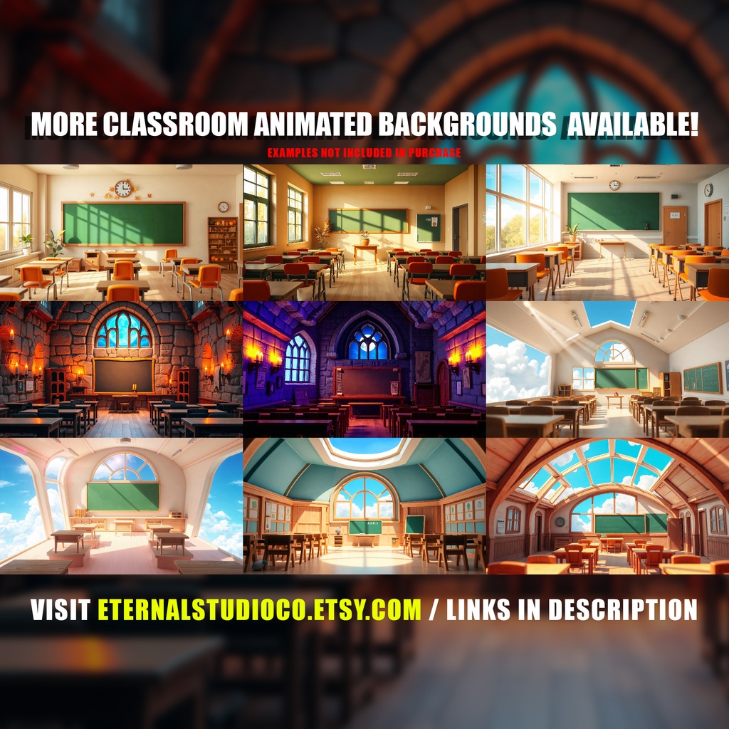【アニメ背景】雲が浮かぶ教室と光 - ライブ壁紙 | School Classroom Animated Background, Cozy Clouds Floating Class Chalkboard Live Wallpaper, Study Vtuber Twitch Stream Overlay Loop Video