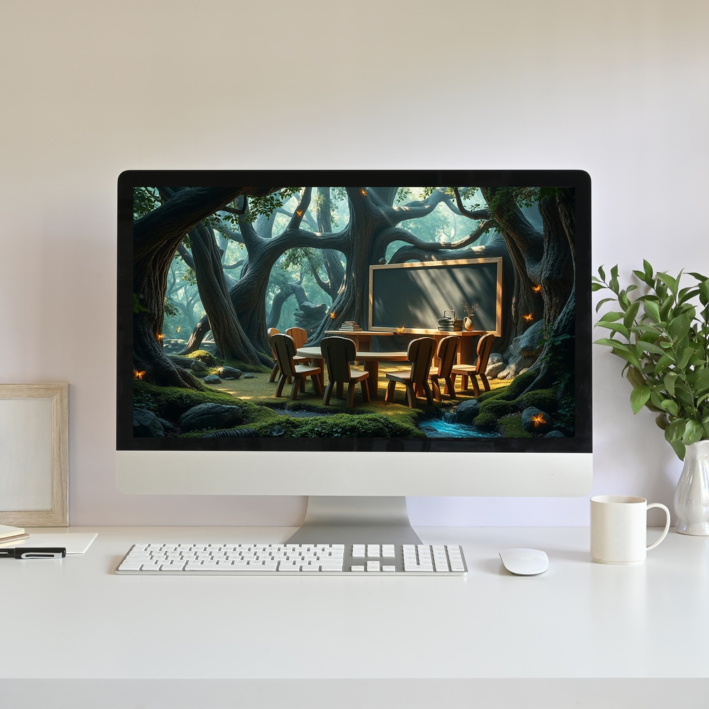 【アニメ背景】森の学校とせせらぎ - ライブ壁紙 | School Classroom Animated Background, Enchanted Forest Class, Woodland Nature Live Wallpaper, Study Vtuber Twitch Stream Overlay Loop Video