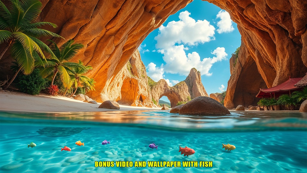 【アニメ背景】南国のラグーン洞窟・海の魚と水中ループ - ライブ壁紙 | Animated Tropical Beach Background, Lagoon Cave Ocean Fish Loop, VTuber YouTube Twitch Video