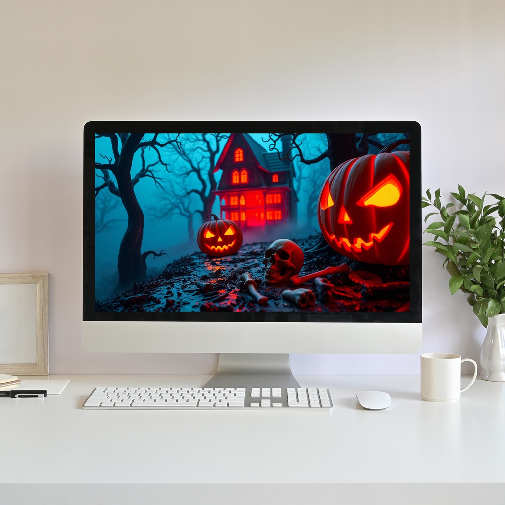 【アニメ背景】10種のハロウィン背景セット・お化け屋敷と魔女ピエロ - ライブ壁紙 | 10 Spooky Halloween Live Wallpapers Bundle, Pumpkins Skeleton Witch Ghost Clown, Twitch YouTube VTuber Stream Overlay Loop