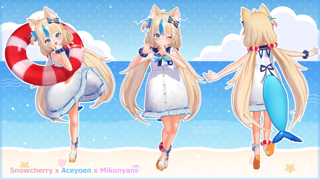 Sameko Saba 3D Model - 鮫子さば 3Dモデル - VRChat MMD Blender VRM Fanart