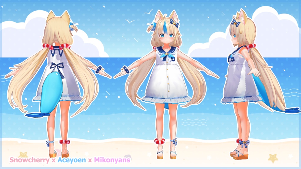 Sameko Saba 3D Model - 鮫子さば 3Dモデル - VRChat MMD Blender VRM Fanart