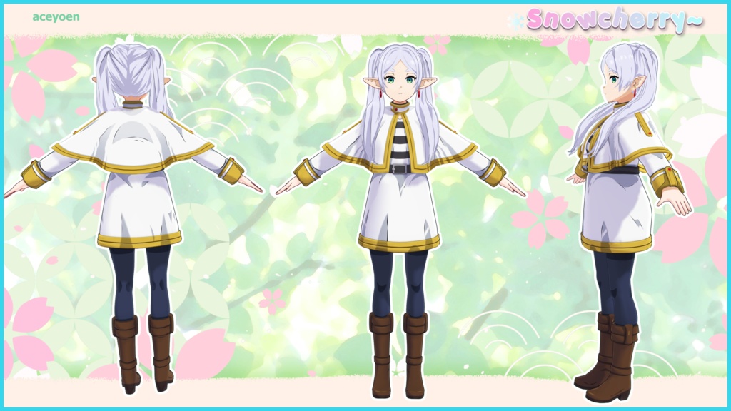 葬送の葬送のフリーレン - フリーレン 3Dモデル - Sousou no Frieren VRM MMD VRChat Avatar