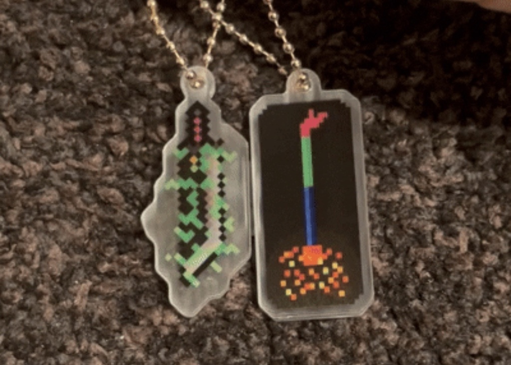 きらきらドットのレンチキュラーアクリルキーホルダー