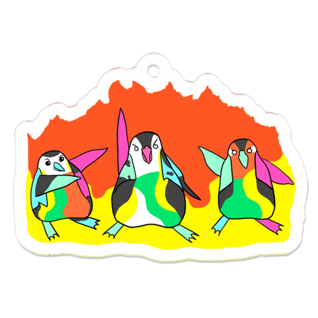 カラフルペンギン-アクリルキーホルダー