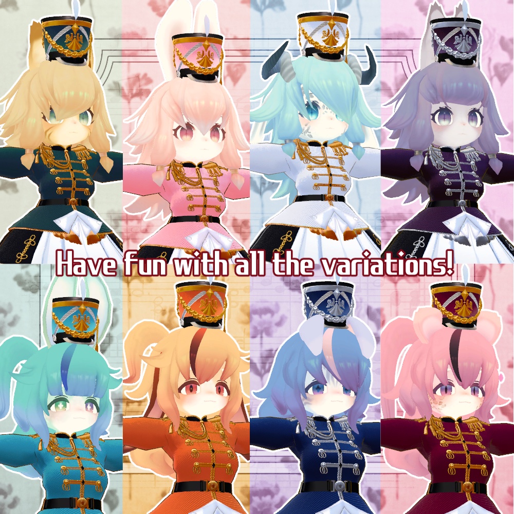 【4アバター対応VRC想定 オリジナル衣装 鼓笛隊衣装 Fife and drum corps】