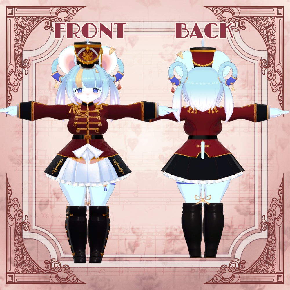 陶姐アバター対応VRC想定 オリジナル衣装 鼓笛隊衣装 Fife and drum corps