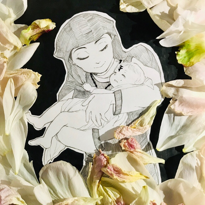 導きを求める二人のバッヂ(芍薬)