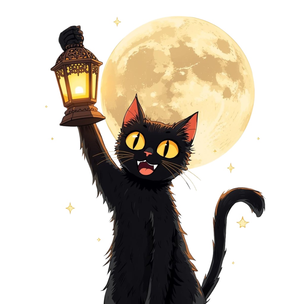 【PNG】ハロウィン黒猫イラスト素材セット|ポップでかわいいクロネコの背景透過クリップアート(12点)
