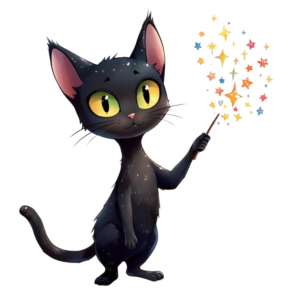 【PNG】ハロウィン黒猫イラスト素材セット|ポップでかわいいクロネコの背景透過クリップアート(12点)