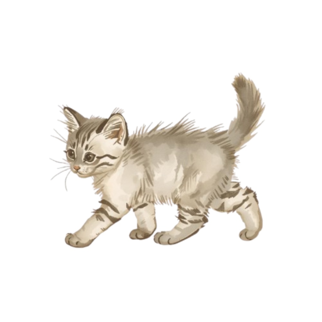 【PNG】クラシカルな猫のイラスト素材セット|手書き風クラシカルな猫の背景透過クリップアート(10点)