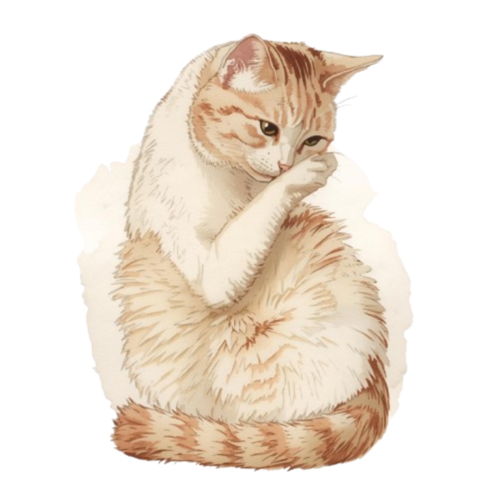 【PNG】クラシカルな猫のイラスト素材セット|手書き風クラシカルな猫の背景透過クリップアート(10点)