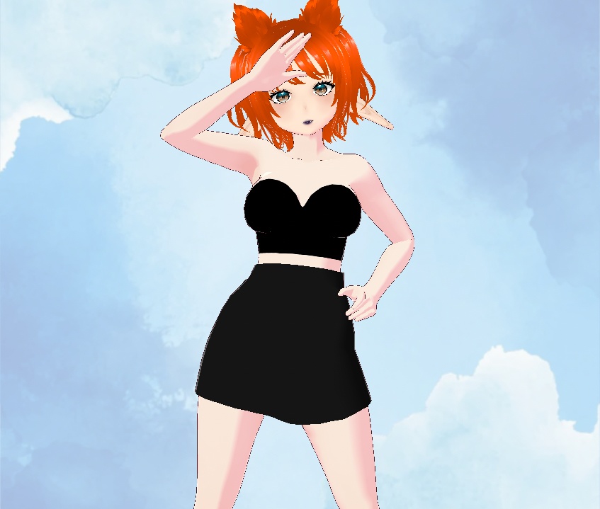 Black Goth Gothic Girl - Black Mini Skirt [VRoid]