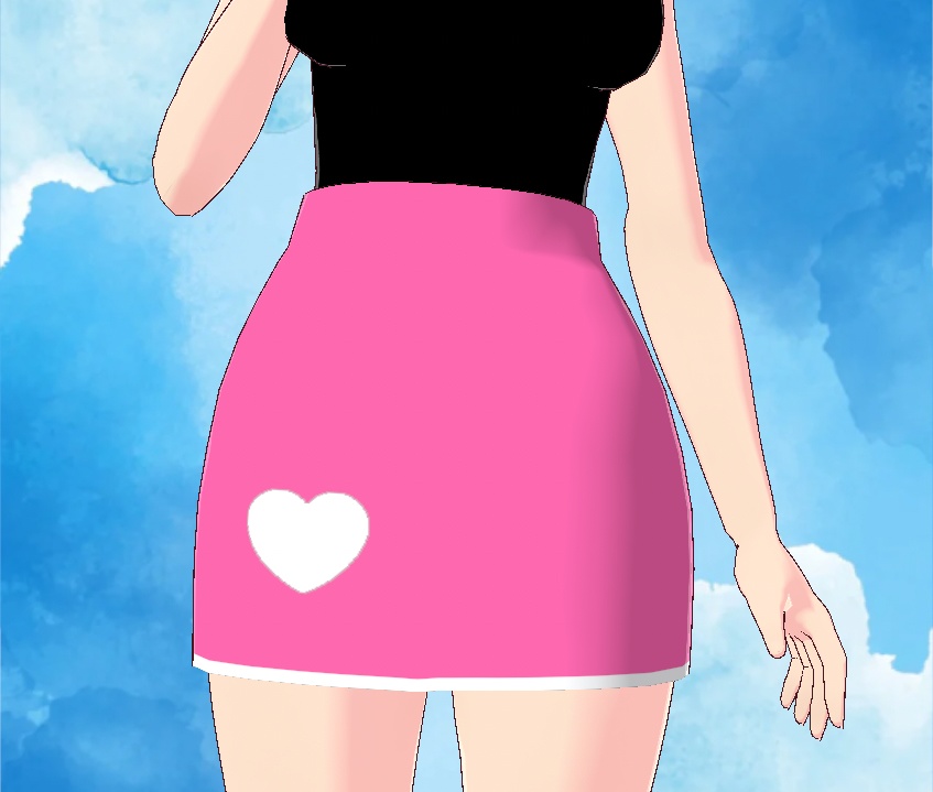 Pink Barbie Kitsch Heart Mini Skirt [VRoid]