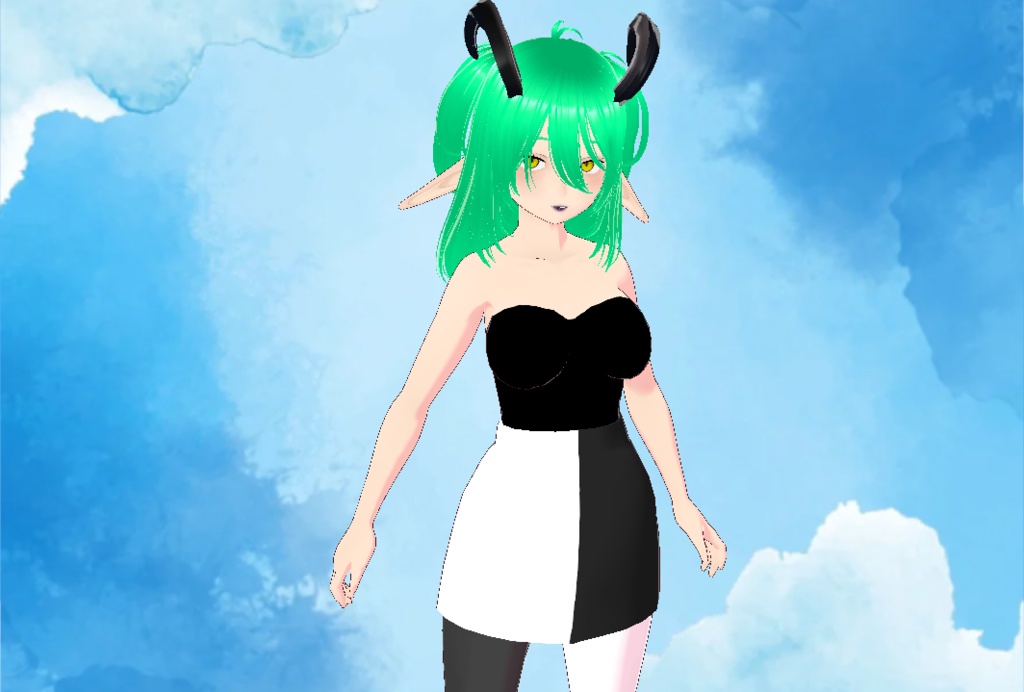 Black and White Goth Kitsch Skirt [VRoid]
