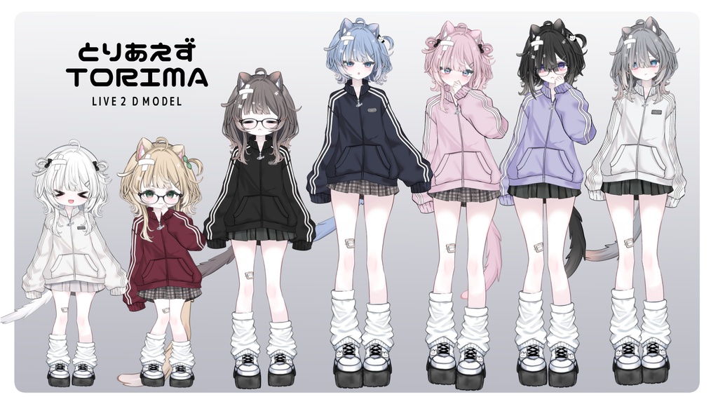 【Live2dモデル】とりあえずとりまちゃん 色変え 表情 髪型 カスタム可能【汎用モデル】