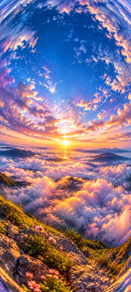 魚眼レンズ風幻想的な世界1440×3200