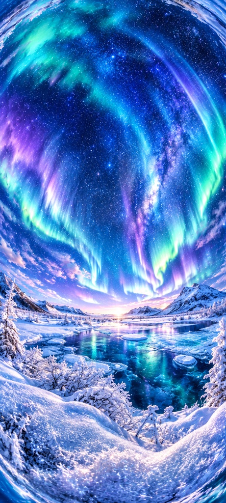 魚眼レンズ風幻想的な世界1440×3200
