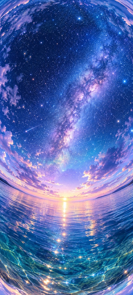 魚眼レンズ風幻想的な世界1440×3200