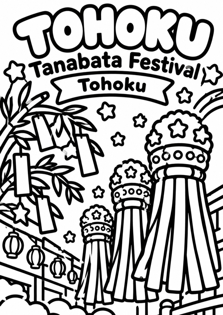 ぬり絵bold&easy日本のお祭りA4サイズ