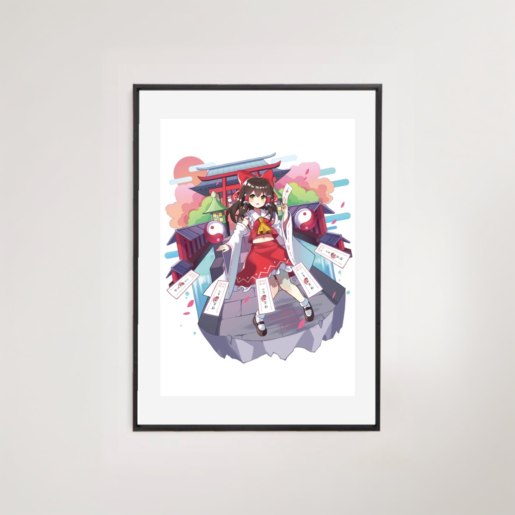 博麗霊夢 アルミニウム合金フレームアート 複製画 ゆうじん【送料無料】