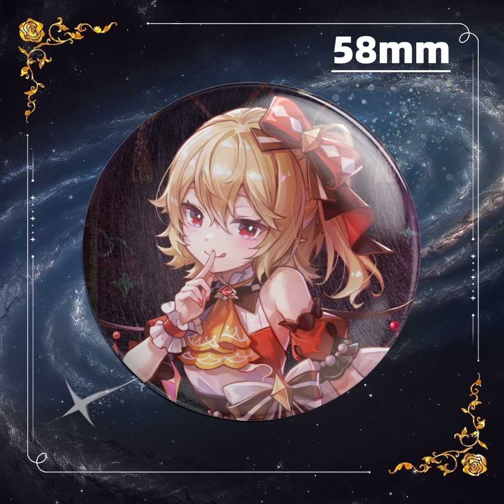 フランドール・スカーレット 58mmグリッターバッジ　ブラッシュ加工 久蒼穹