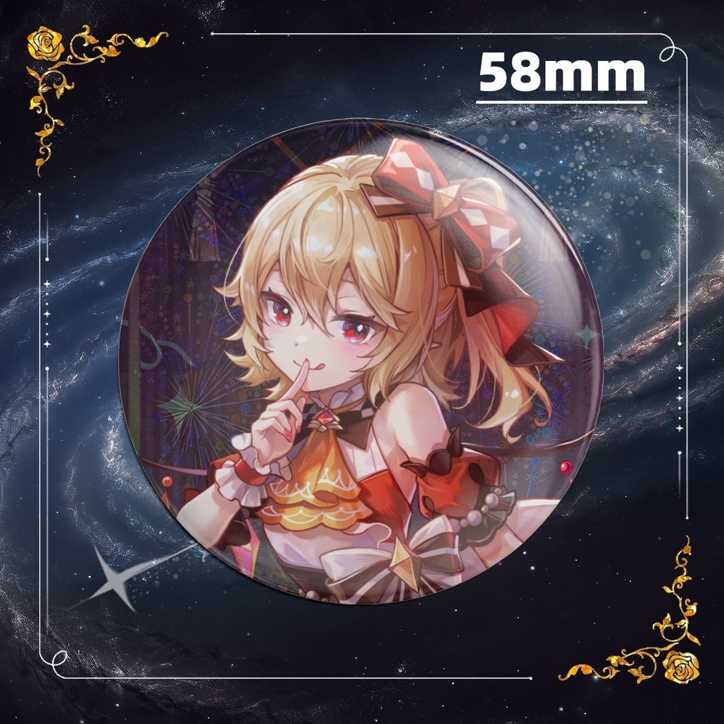 フランドール・スカーレット 58mmグリッターバッジ　ホログラム 久蒼穹
