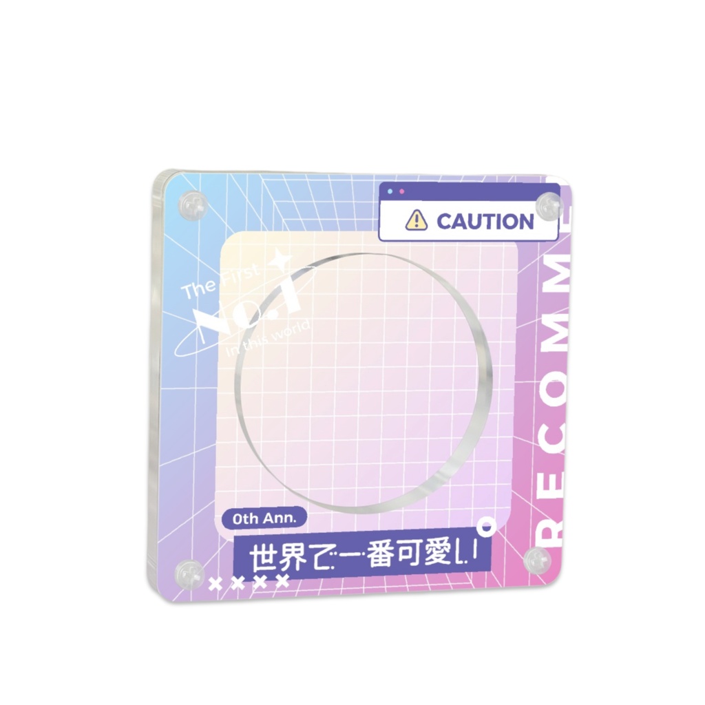 10cm 缶バッジアクリルフレーム 透明アクリルスタンド アクリルブロック 58mmバッジ対応 六色UV印刷 高透明A級素材 両面保護 サンドイッチ加工 ラミネート/グリッターバッジ用ディスプレイ 推し活グッズ