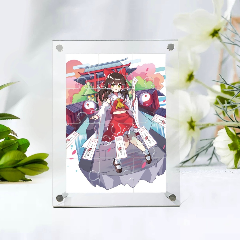 博麗霊夢 アクリルパズル 前中後三層構造 クリア板 ゆうじん アクリルスタンド アクリルフレーム アクリルアートスタンド アクリルボード アクリルグッズ アクリル製 アクリル加工 アクリル製パズル ギフト 装飾用 透明感 人気パズル 通販