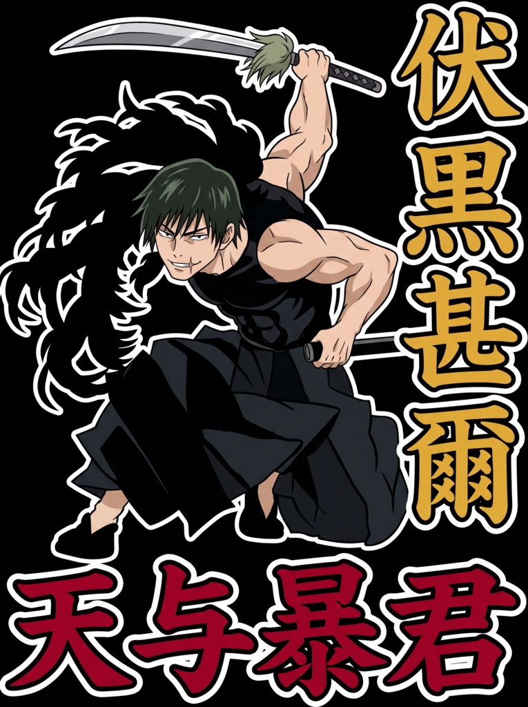 🔥 Toji Fushiguro Fan Art Design | High-Res Transparent PNG (T-shirt & Sticker Graphic)