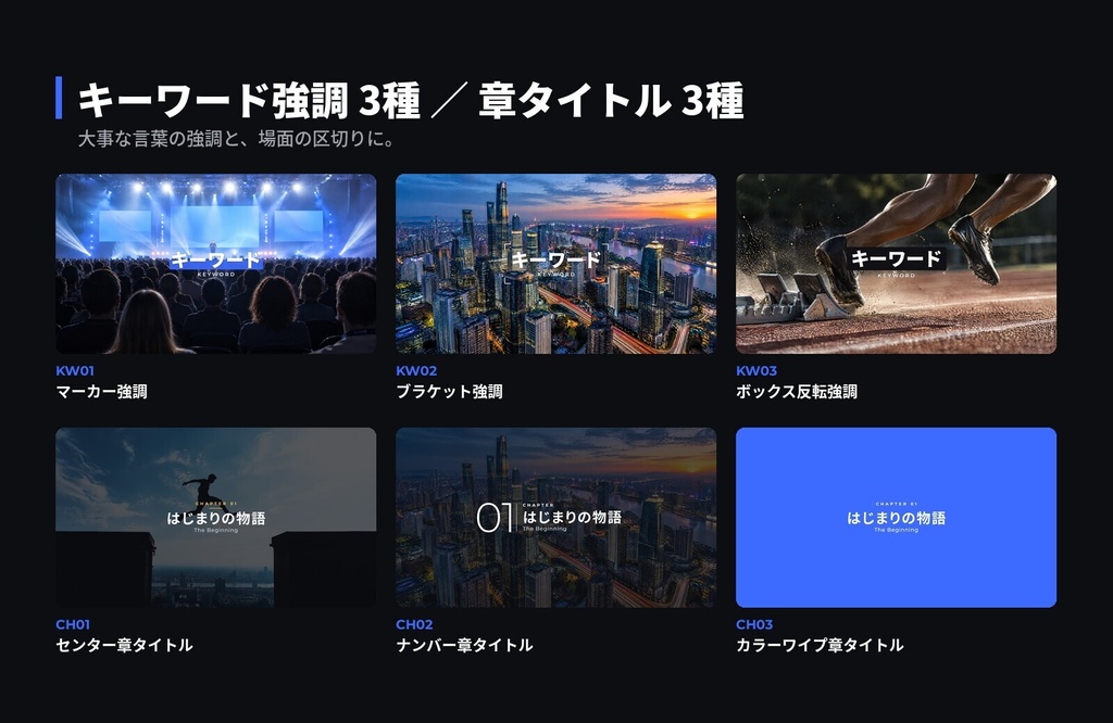 【Premiere Pro】英日バイリンガル字幕キット 31種|2段字幕・名前テロップ・章タイトル(.mogrt)