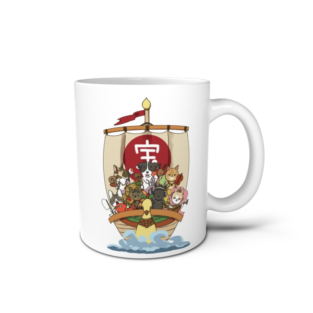わんにゃん七福神マグカップ