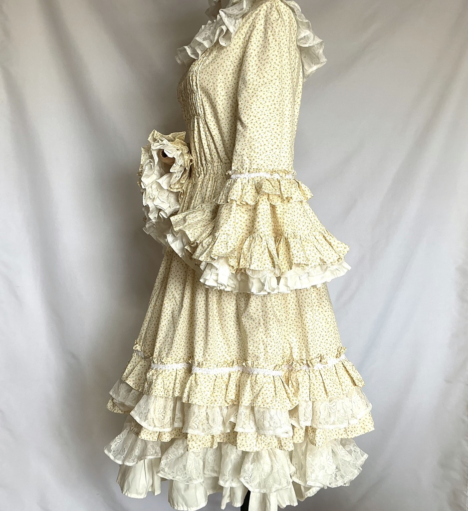 クリームイエローの花園ドレス