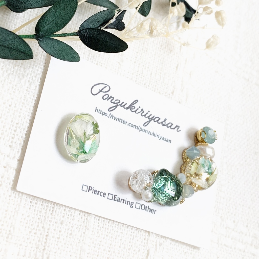 *ミントグリーンのイヤーカフセット*