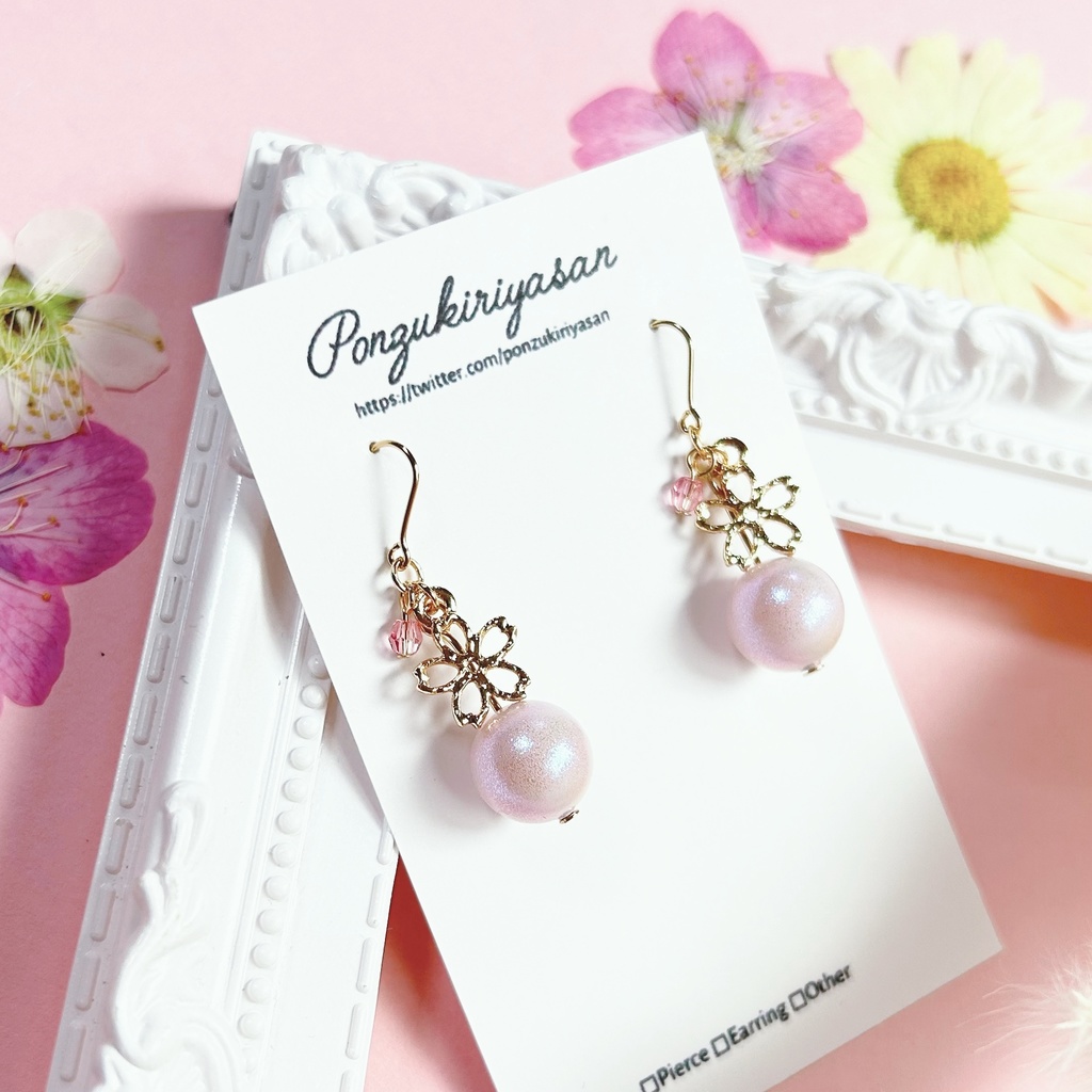 1479 ハンドメイドピアス パール アクセサリー スワロフスキー PIERCE