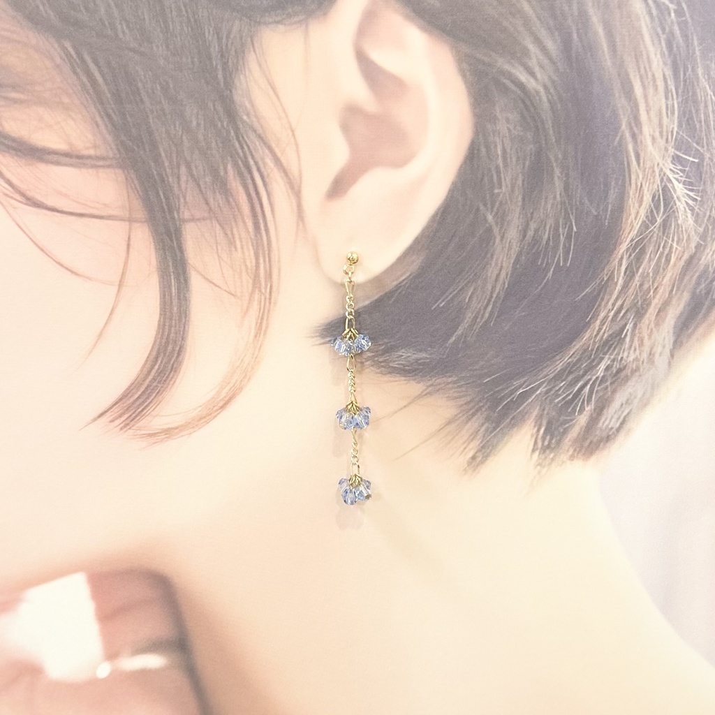 1710ガラスビーズのチェーンピアス