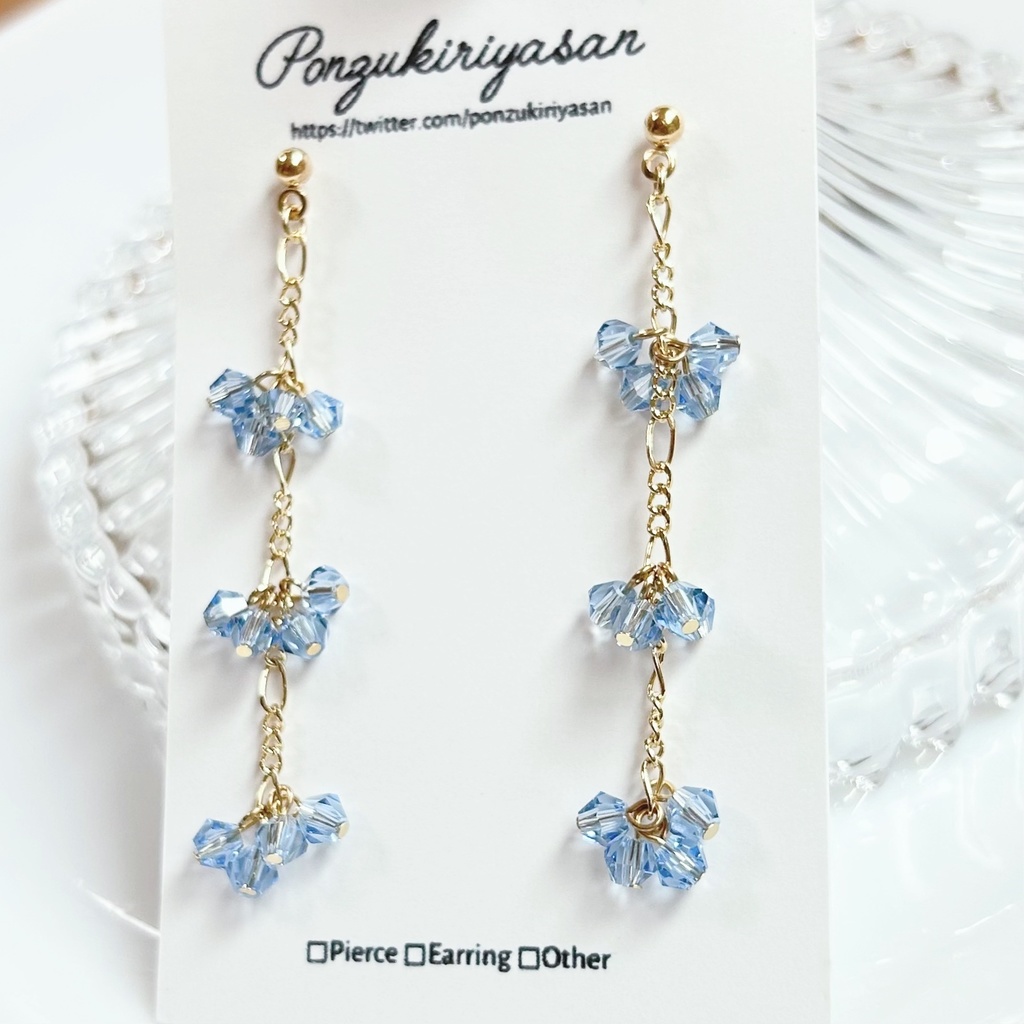 1710ガラスビーズのチェーンピアス