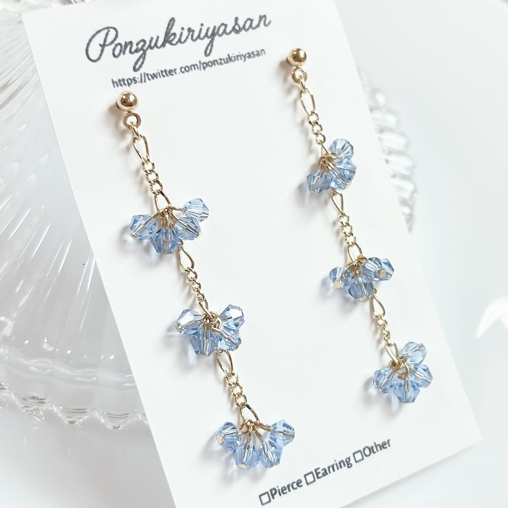 1710ガラスビーズのチェーンピアス