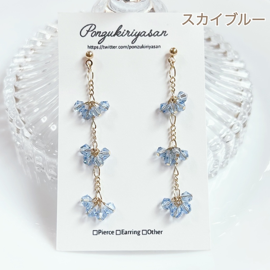 1710ガラスビーズのチェーンピアス