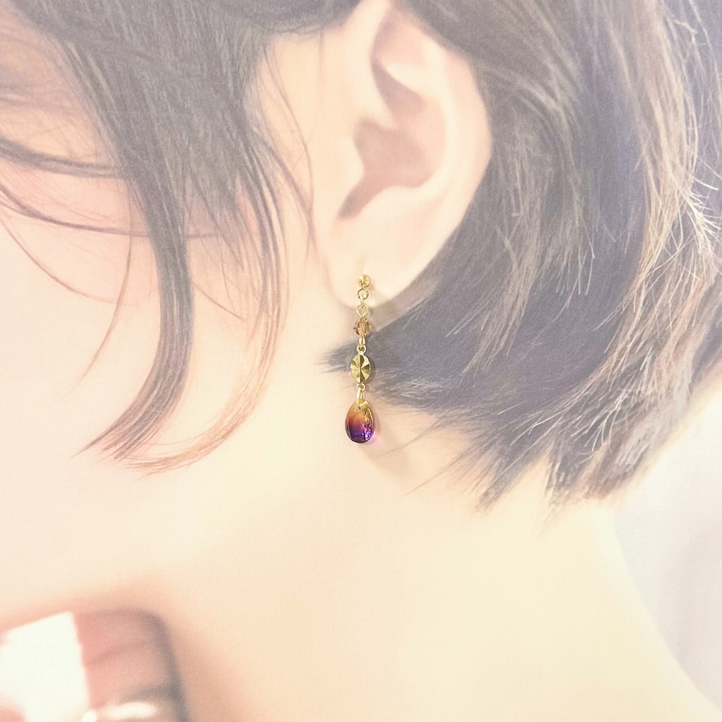 1734秋色グラデーションガラスのピアス