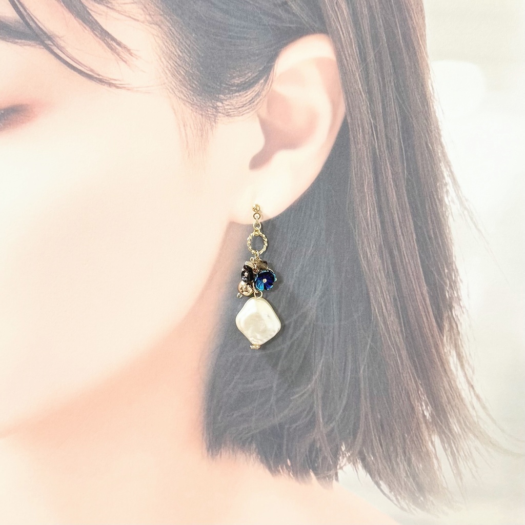 1736ヴィンテージ風フラワーピアスⅡ