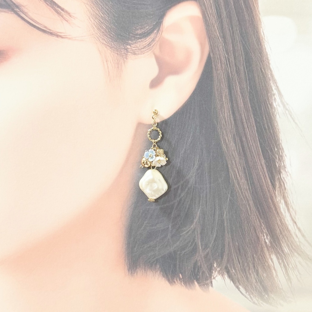 1736ヴィンテージ風フラワーピアスⅡ