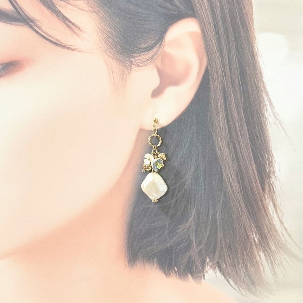 1736ヴィンテージ風フラワーピアスⅡ